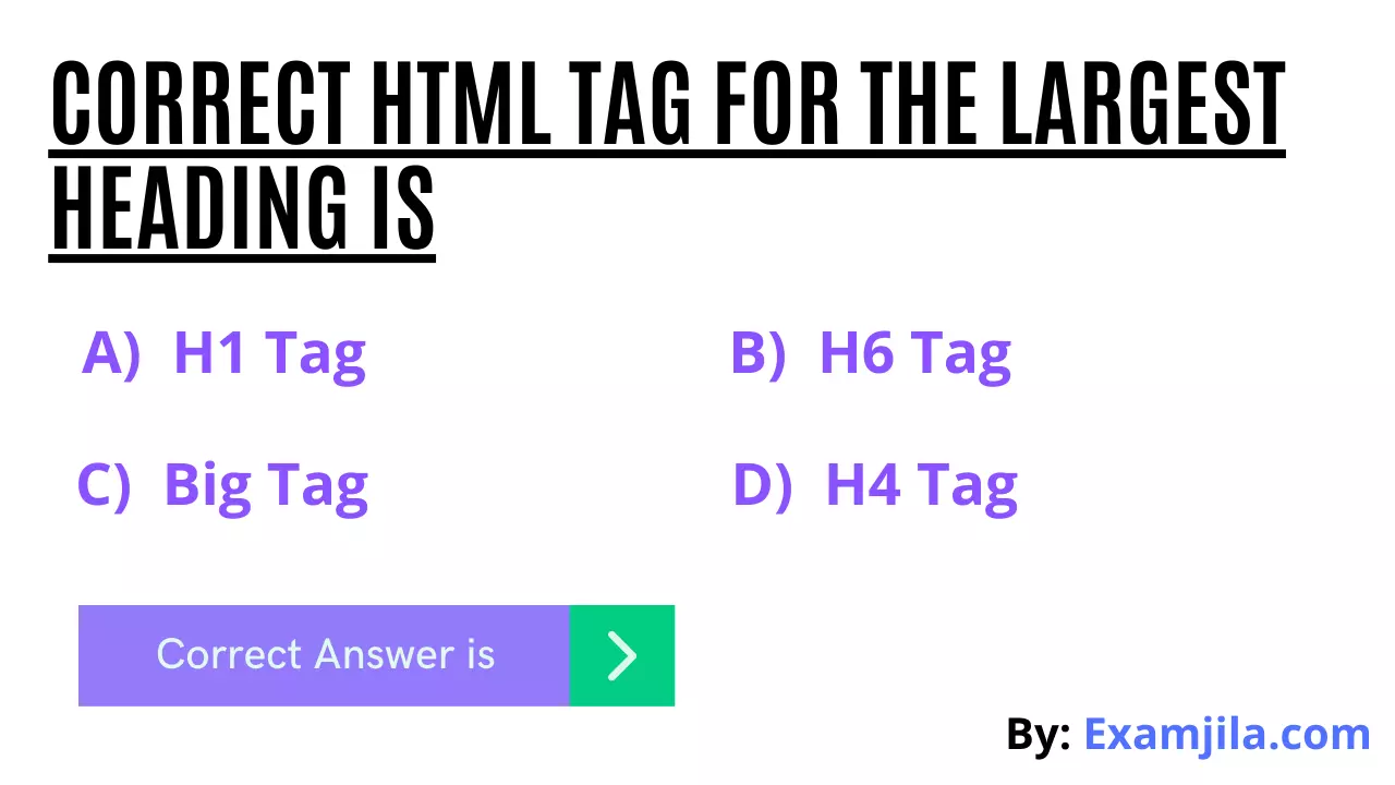 what is the correct html tag for the largest heading